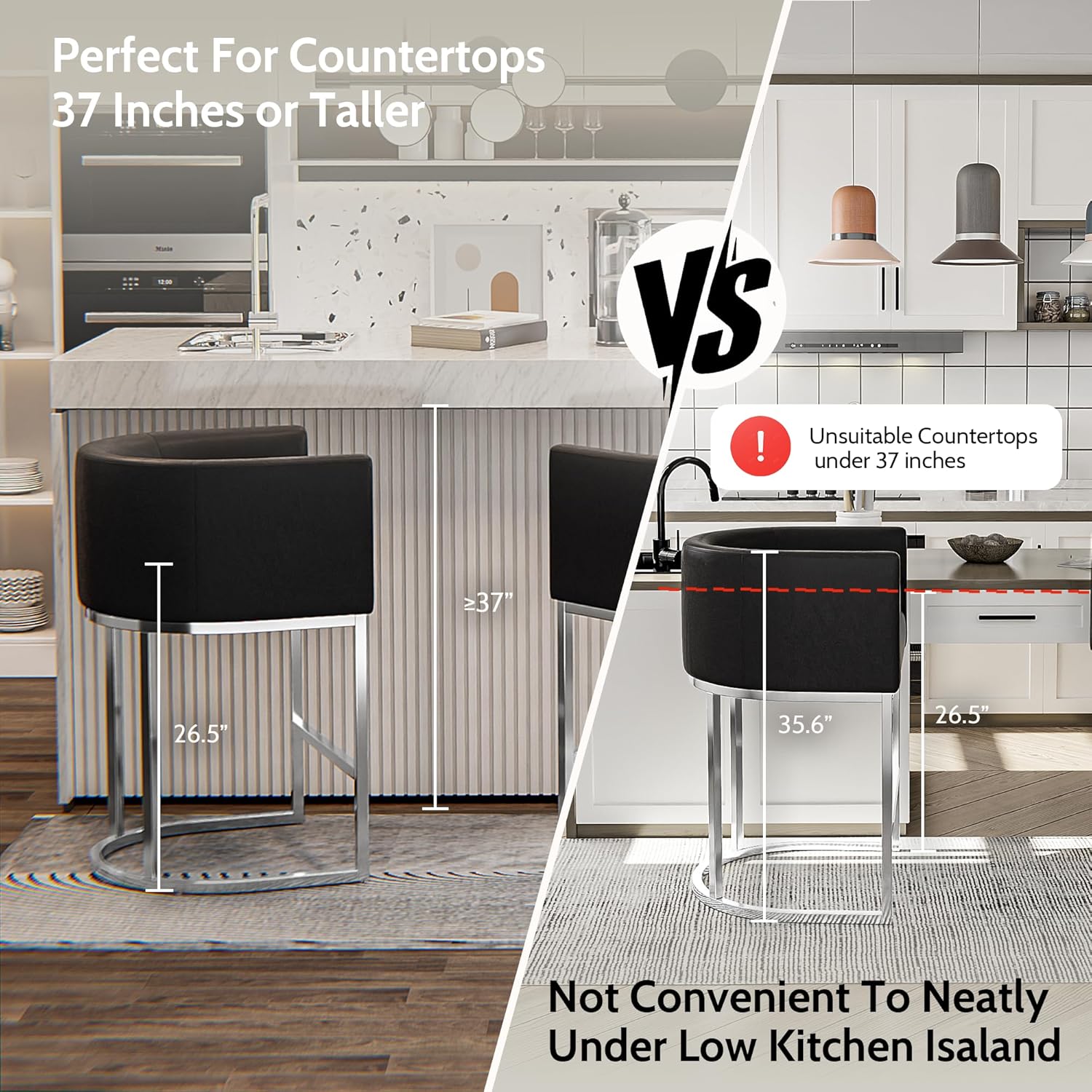 XLSLHOME 35.6" H Faux Leather Bar Stools