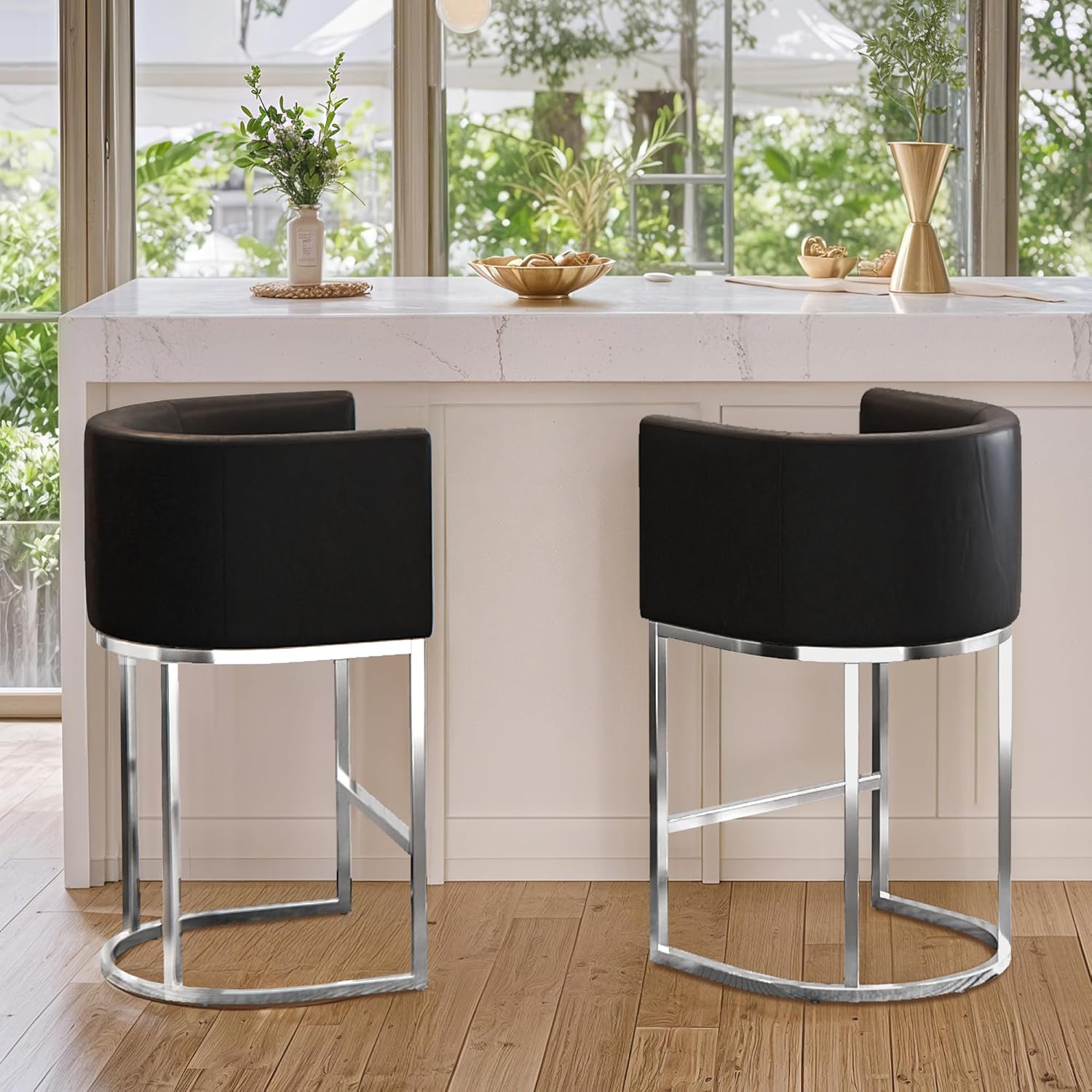 XLSLHOME 35.6" H Faux Leather Bar Stools
