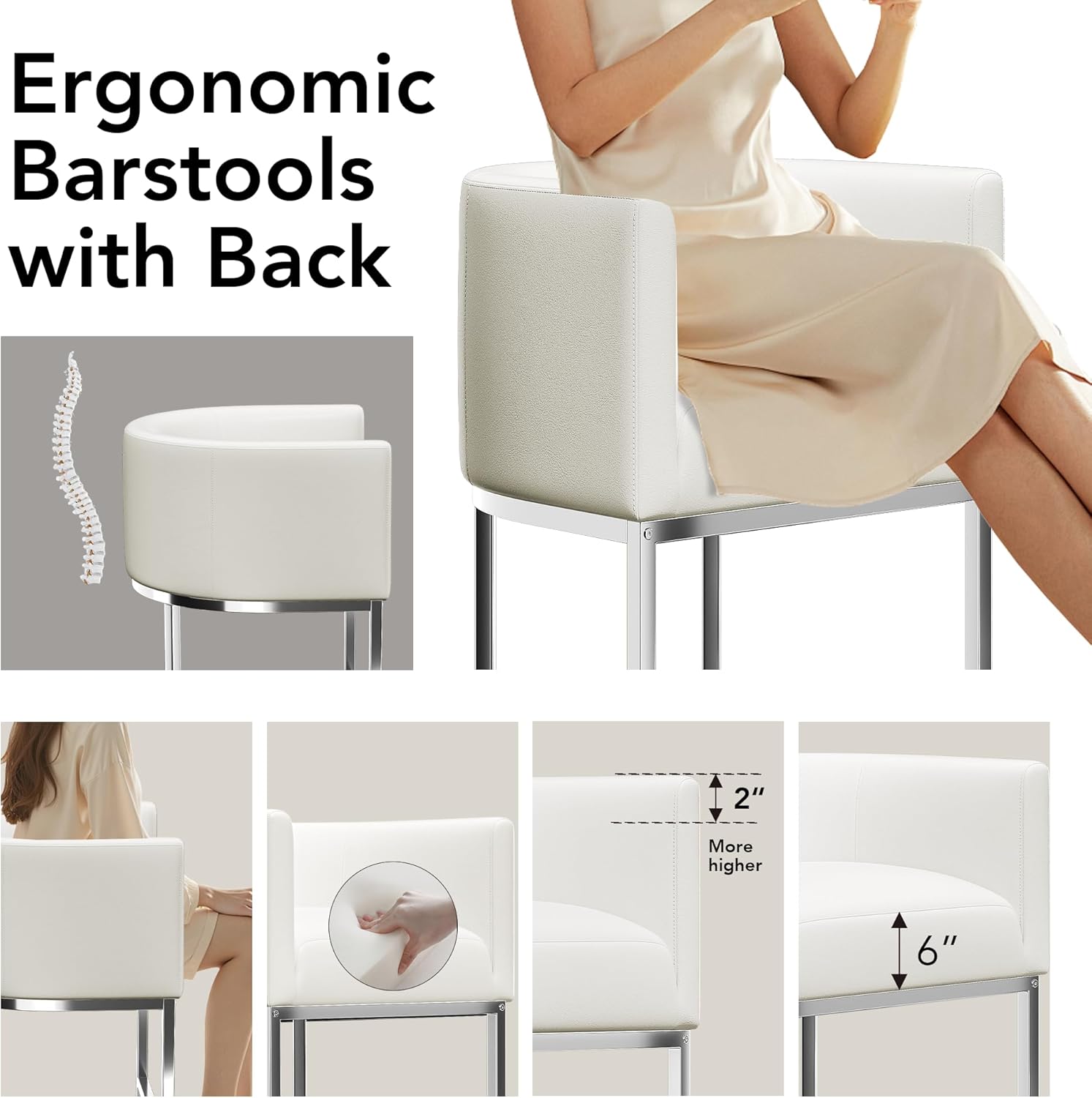 XLSLHOME 35.6" H Faux Leather Bar Stools