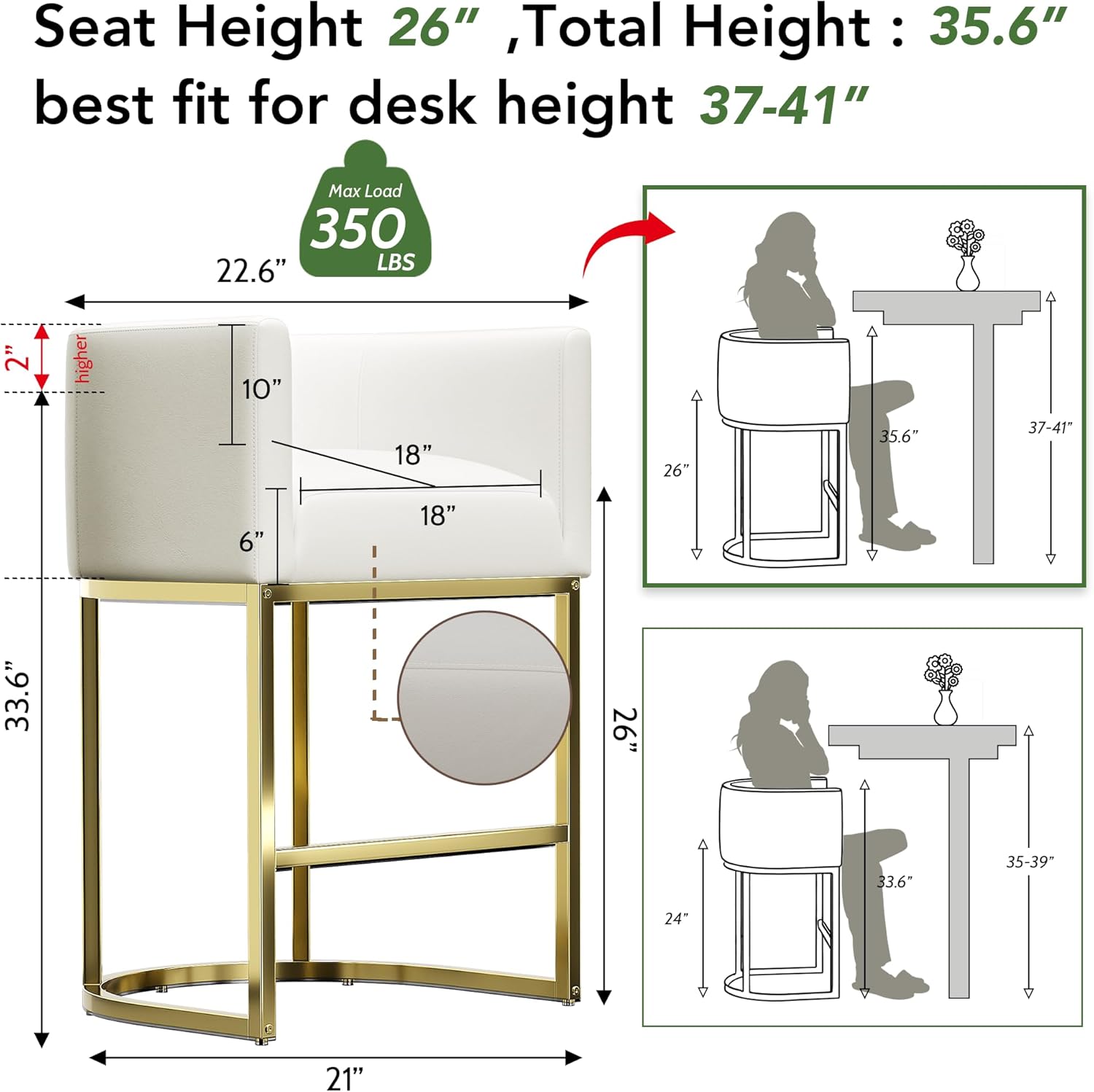XLSLHOME 35.6" H Faux Leather Bar Stools