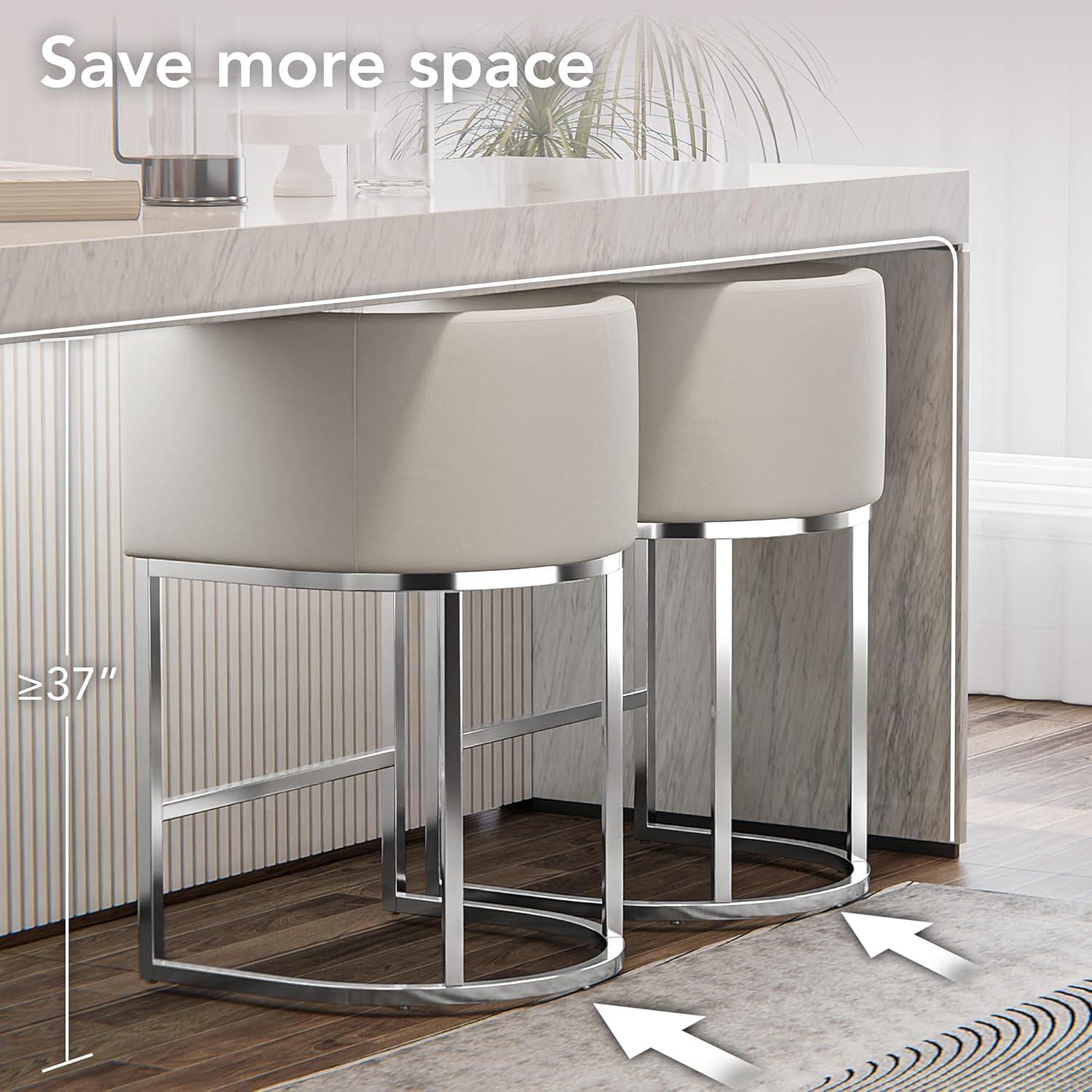 XLSLHOME 35.6"H Sonw White Line Bar Stools