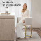 XLSLHOME 35.6"H Sonw White Line Bar Stools