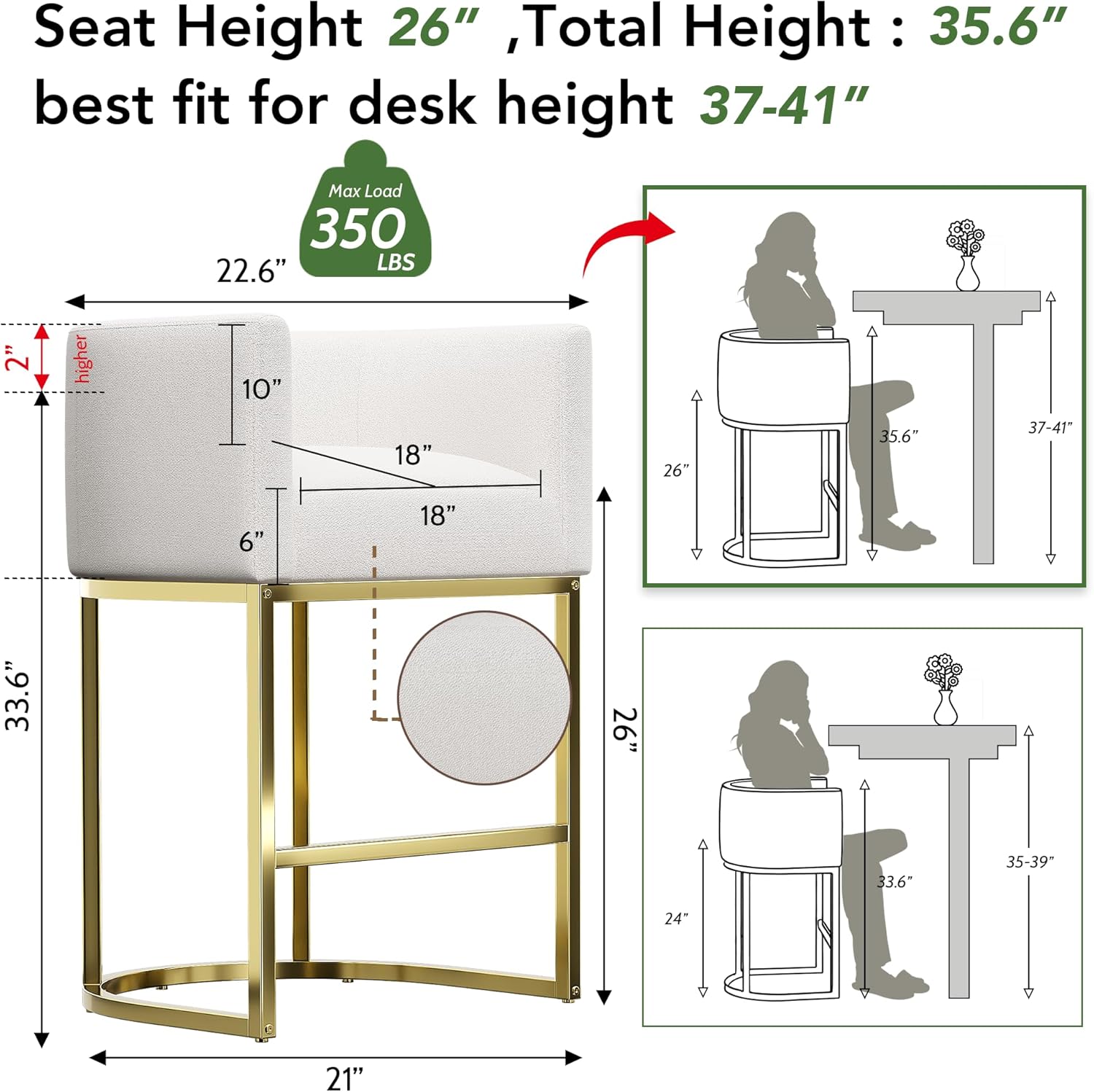 XLSLHOME 35.6"H Sonw White Line Bar Stools
