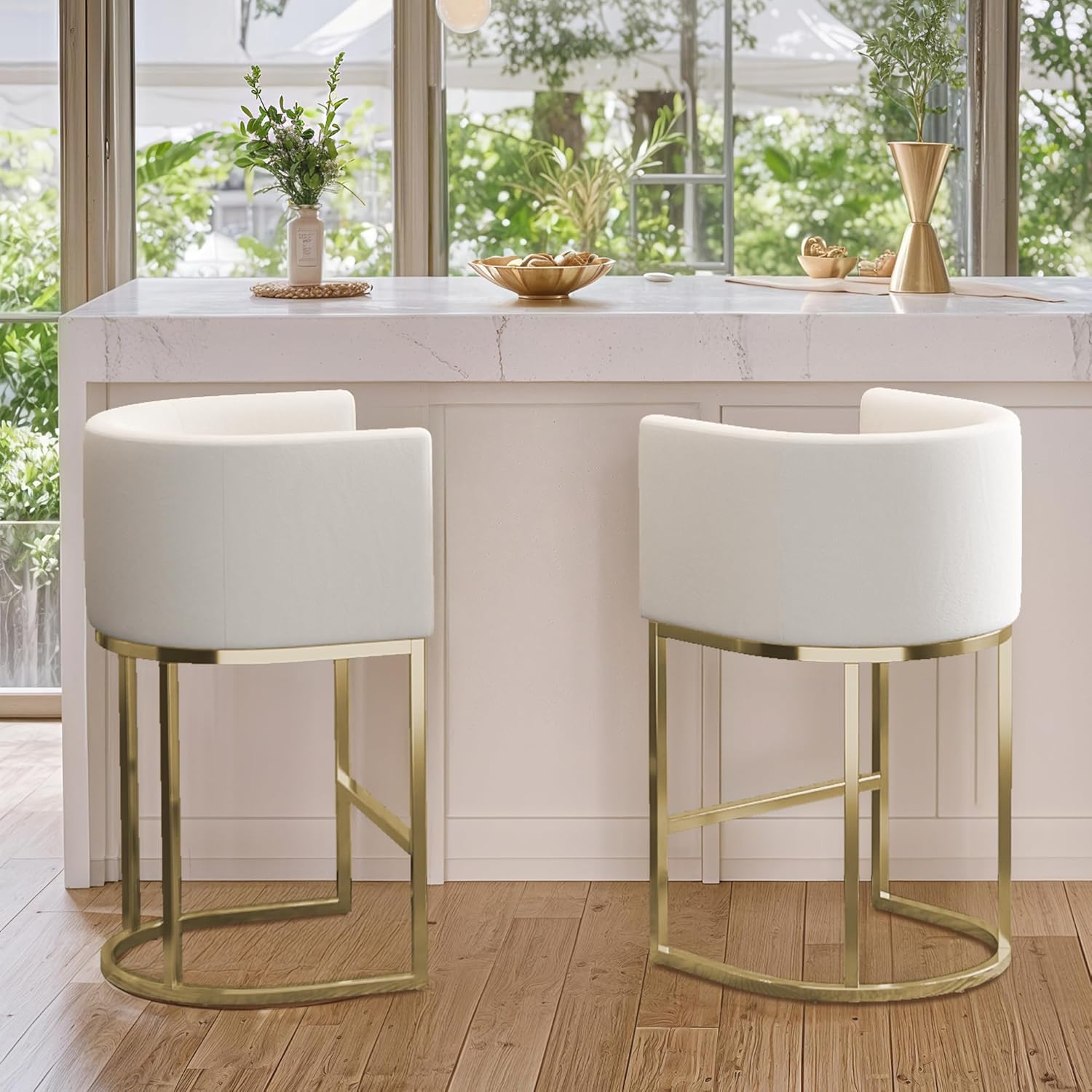 XLSLHOME 35.6"H Sonw White Line Bar Stools