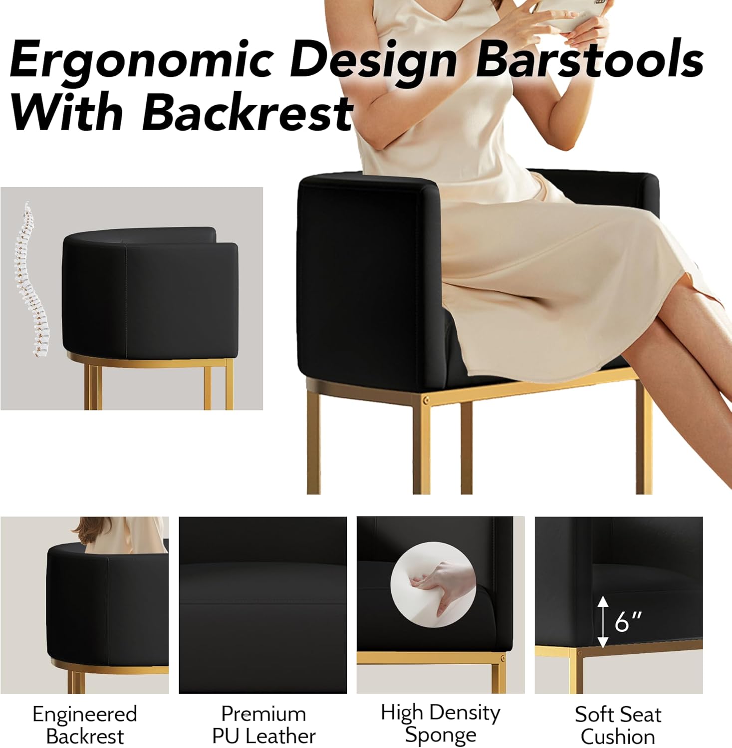XLSLHOME 33.6" H Faux Leather Bar Stools