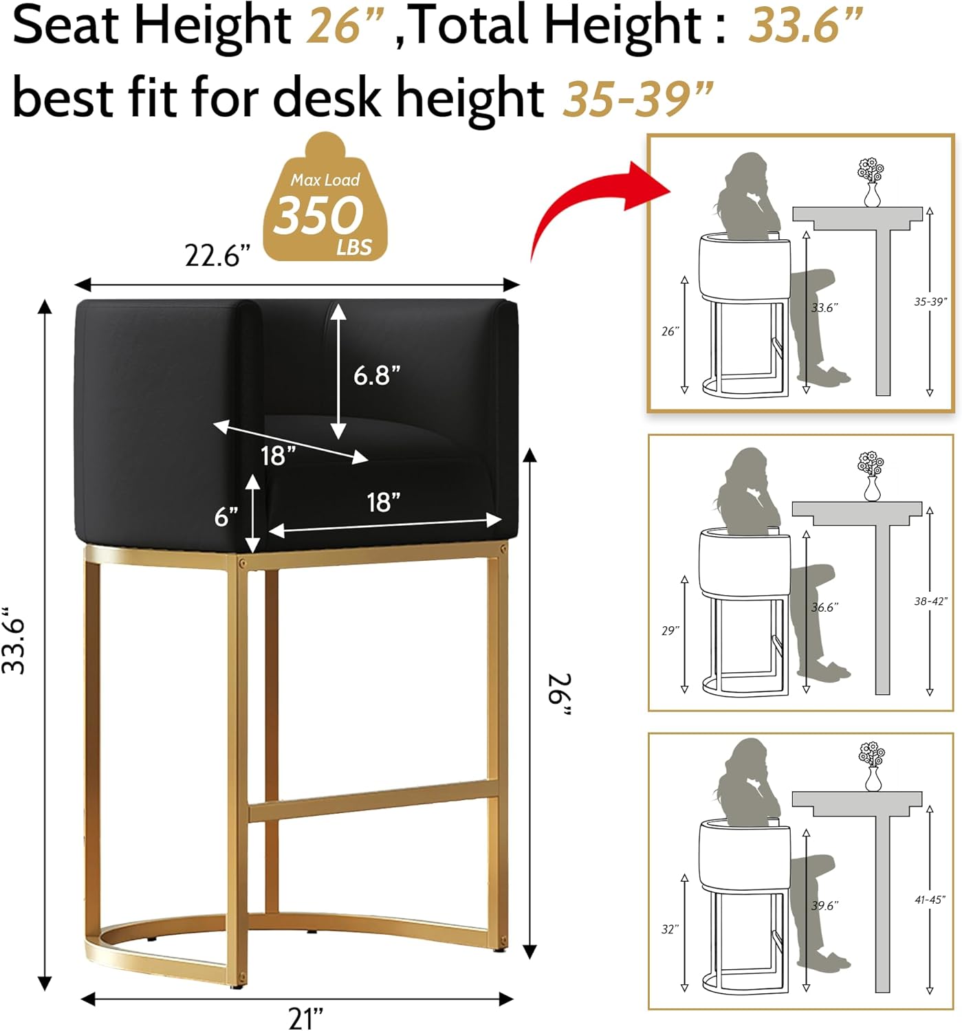 XLSLHOME 33.6" H Faux Leather Bar Stools