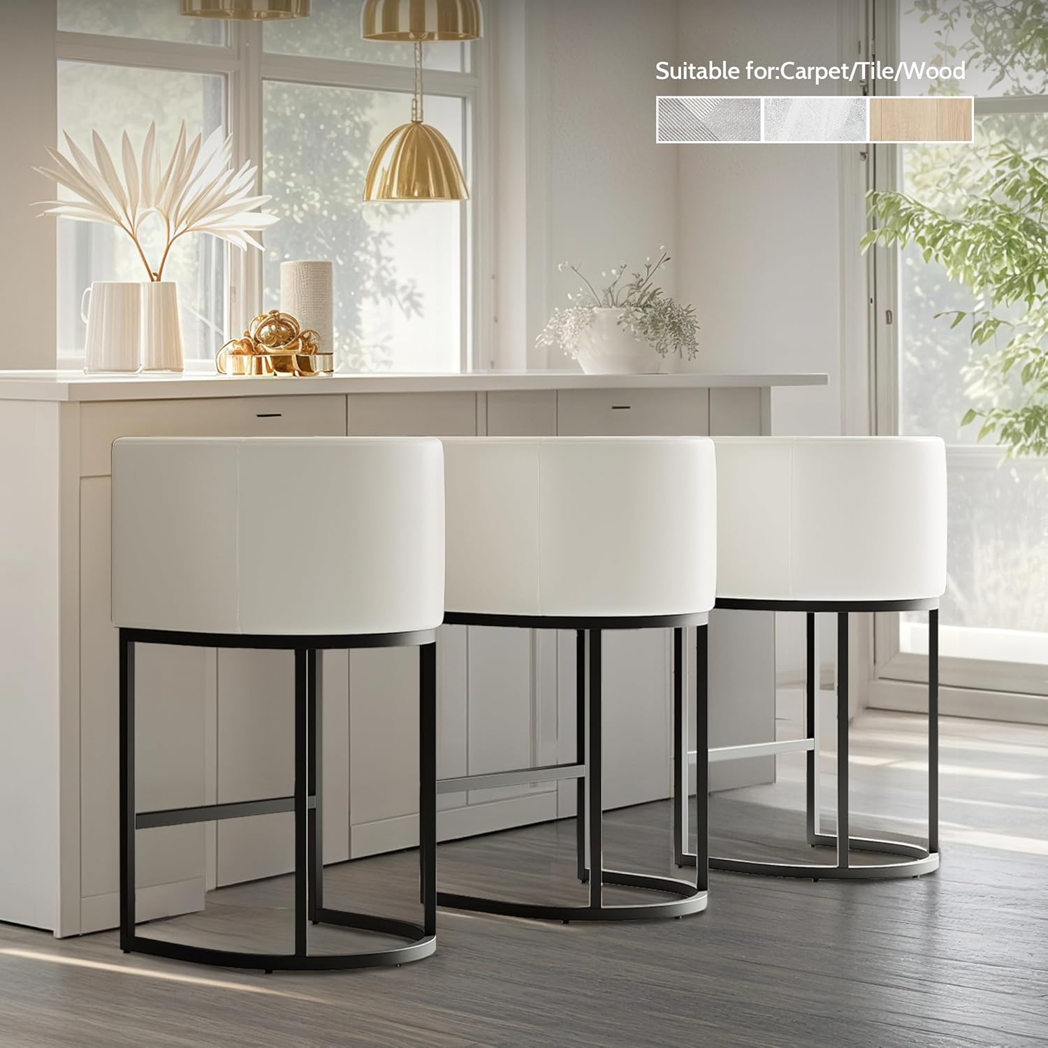 XLSLHOME 33.6" H Faux Leather Bar Stools