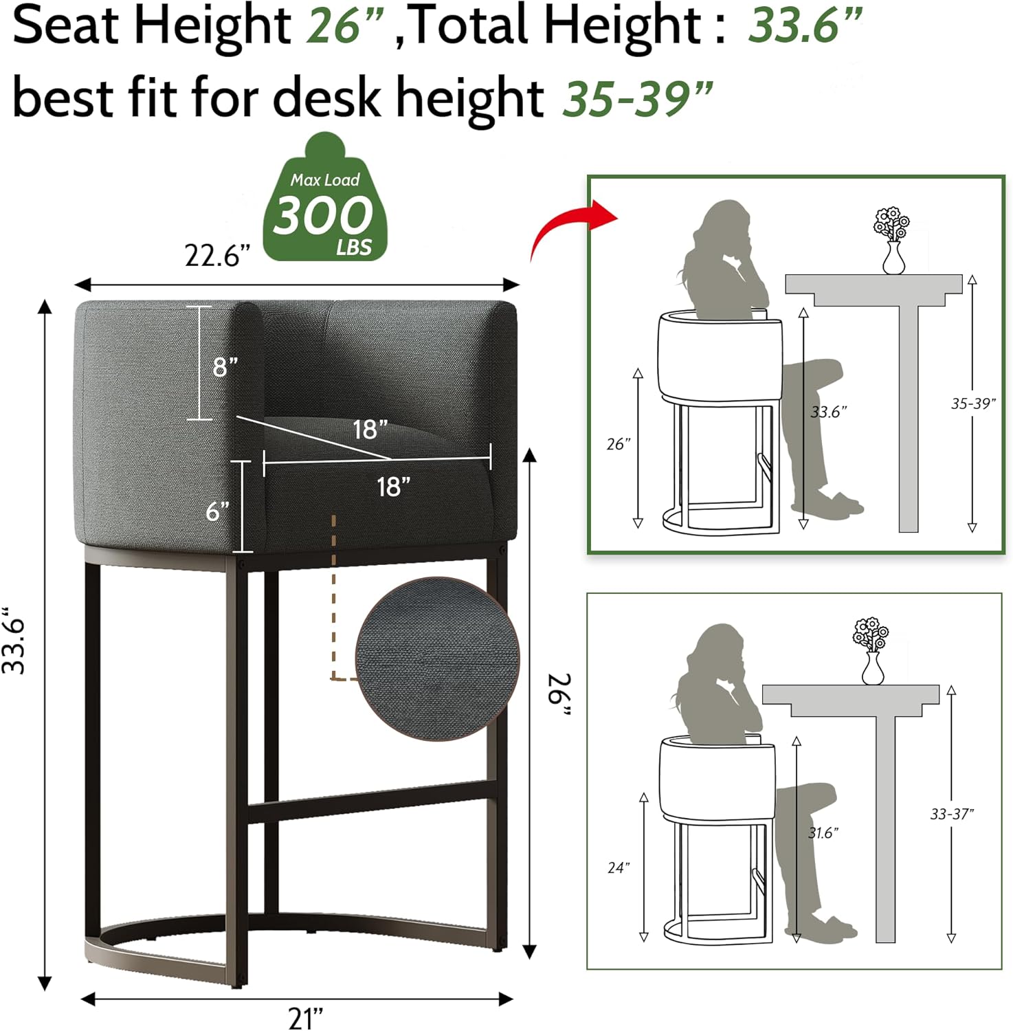 XLSLHOME 33.6"H Line Bar Stools