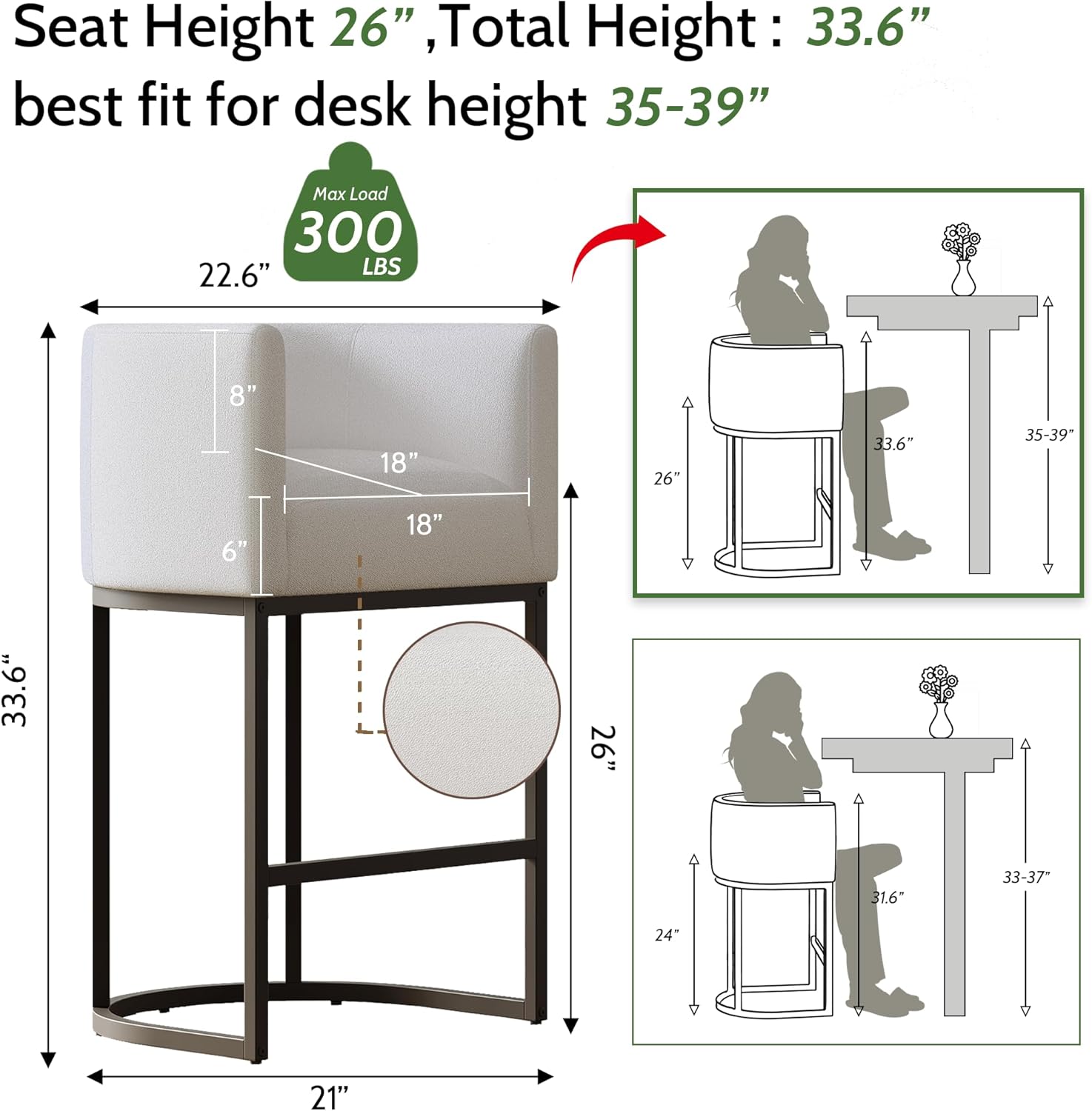 XLSLHOME 33.6"H Line Bar Stools
